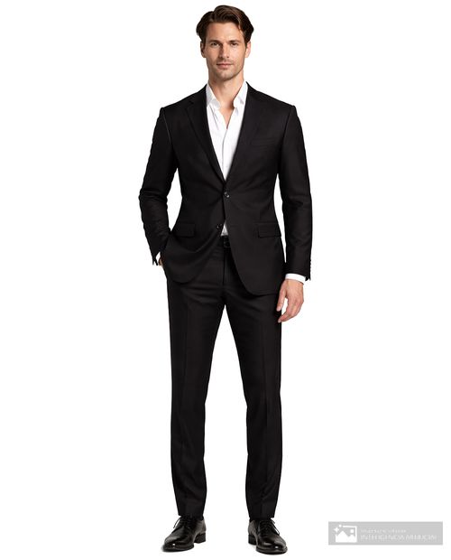 Traje formal Oscar de la Renta tailored fit negro sólido para hombre