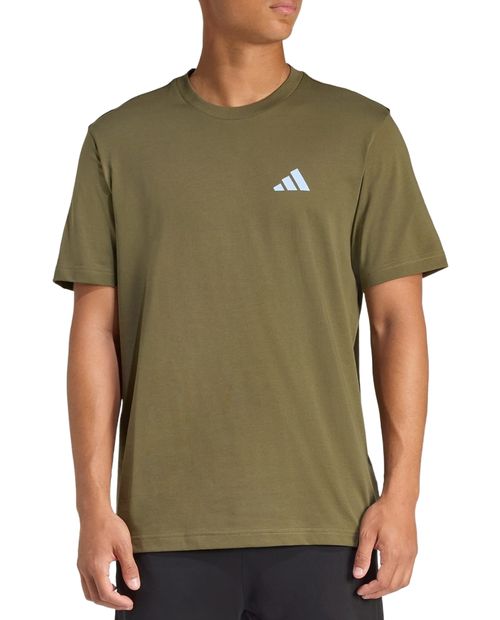 Camiseta deportiva Adidas regular fit verde olivo estampada para hombre