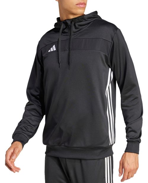 Sueter hoodie deportivo Adidas negro estampado para hombre