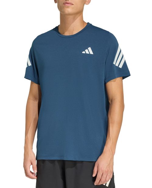 Camiseta deportiva Adidas regular fit azul estampada para hombre