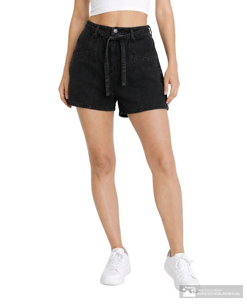 Short Orange denim gris de cintura alta para mujer