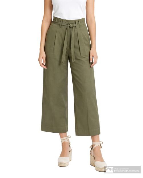 Pantalón Sabrina wide leg verde de cintura alta para mujer