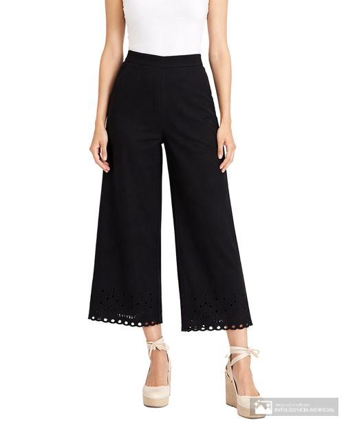 Pantalón Sabrina wide leg negro de cintura alta para mujer