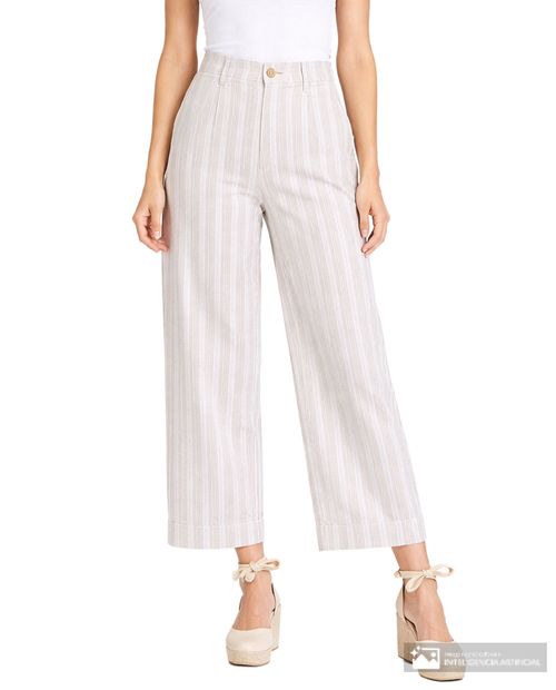 Pantalón Orange wide leg rayado de cintura alta para mujer