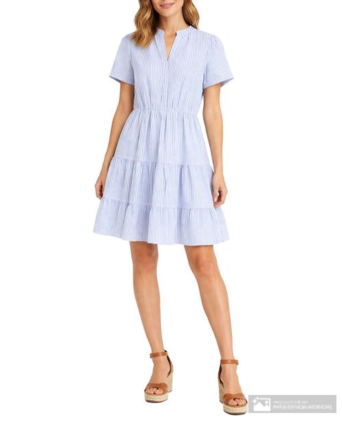 Vestido Sabrina casual rayado manga corta para mujer