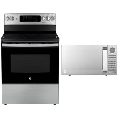 Combo Cocina eléctrica 76 cm (30") acero inox JCB810SKSS + Microondas General Electric 20 L (0.7 PCU) MGE07SEJ