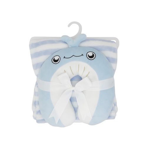 Frazada con almohada de soporte ballena azul para bebé