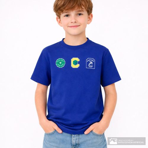 Camiseta azul con estampado de Minecraft para niño