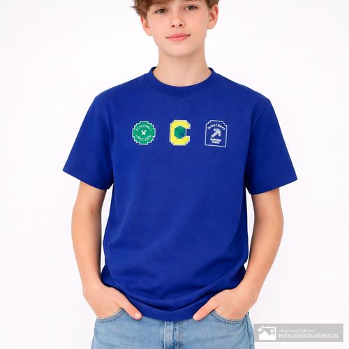 Camiseta azul con estampado de Minecraft para niño
