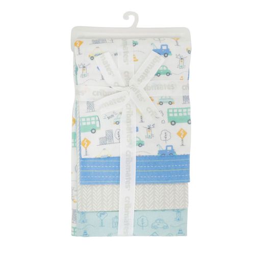 Set de 4 frazadas multicolor con estampado para bebé