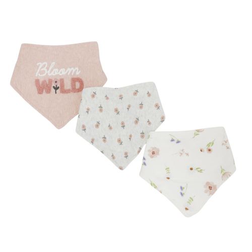 Set de 3 baberos rosados con estampado para bebé niña