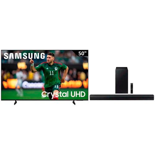 Combo Pantalla Samsung 50" (127 cm) LED Crystal UHD 4K HDR10+ UN50U8000FPXPA - Barra de sonido Samsung B450F Serie B 2.1canales con Subwoofer 2025