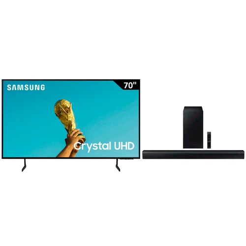 Combo Pantalla Samsung 70" (177.8 cm) LED Crystal UHD 4K HDR10+ UN70DU7000PXPA + Barra de sonido Samsung B450F Serie B 2.1canales con Subwoofer 2025 3