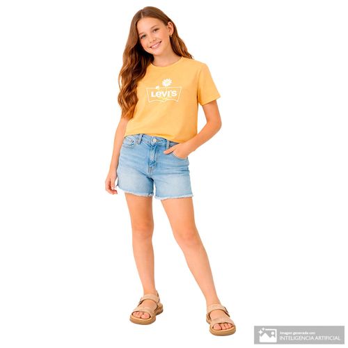 Camiseta anaranjado con bordado floral para niña