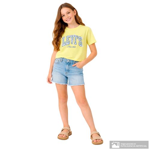 Camiseta amarilla con logo bordado para niña