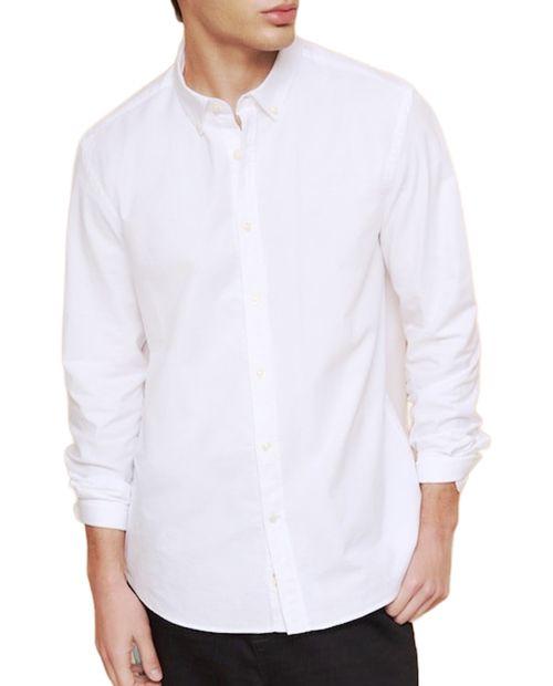Camisa oxford Easy Wear regular fit blanca sólida para hombre