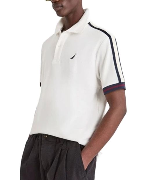 Camisa polo Nautica regular fit blanca sólida para hombre