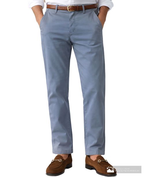 Pantalón chino Easy Wear slim fit azul sólido para hombre