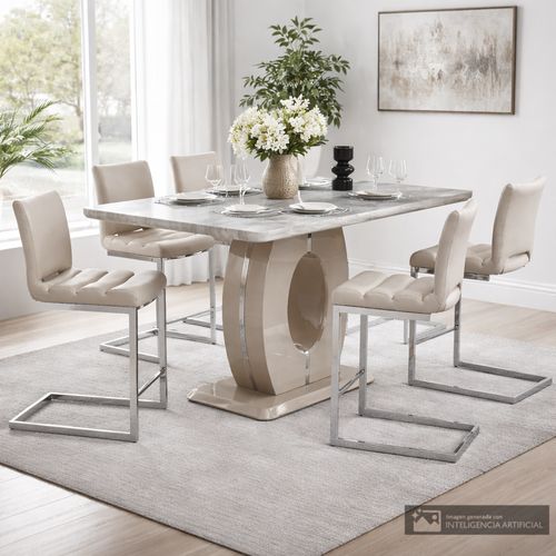 Juego de comedor 6 personas alto rectangular Carly