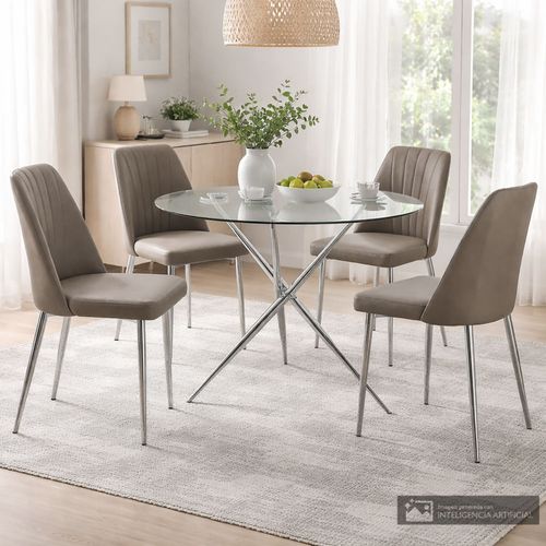 Juego de comedor 4 personas redondo Evajerry