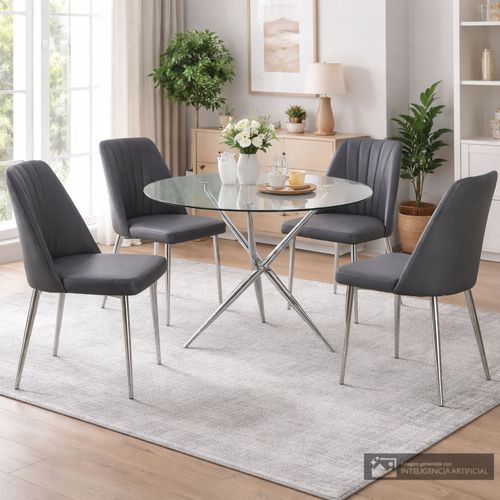 Juego de comedor 4 personas redondo Evajerry