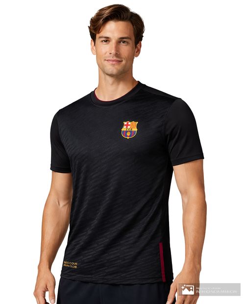 Camiseta deportiva Barcelona negra estampada para hombre
