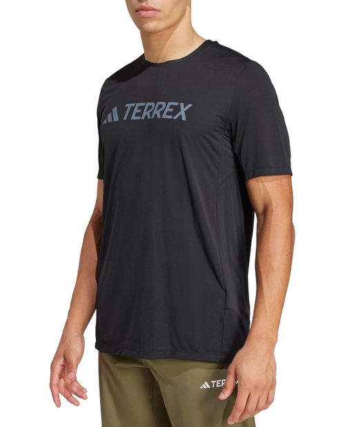 Camiseta deportiva Adidas Terrex negra estampada para hombre