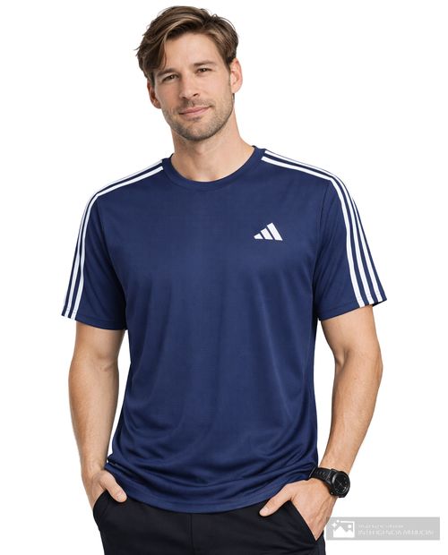 Camiseta deportiva Adidas azul estampada para hombre