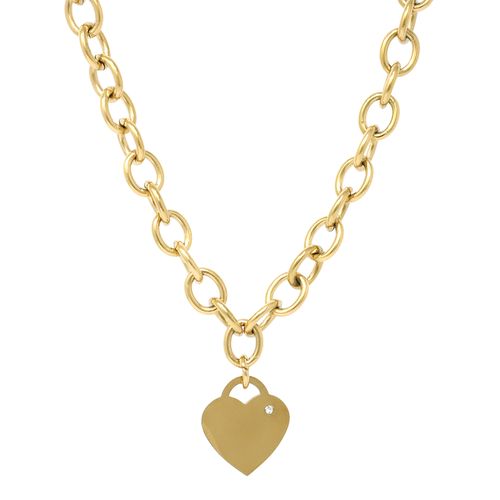 Collar de corazón de acero inoxidable chapado en oro de 18k con cristal swarovski para mujer