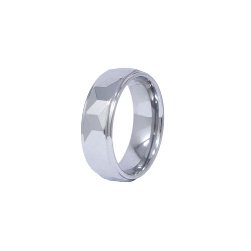 Anillo de banda facetada de acero inoxidable para hombre