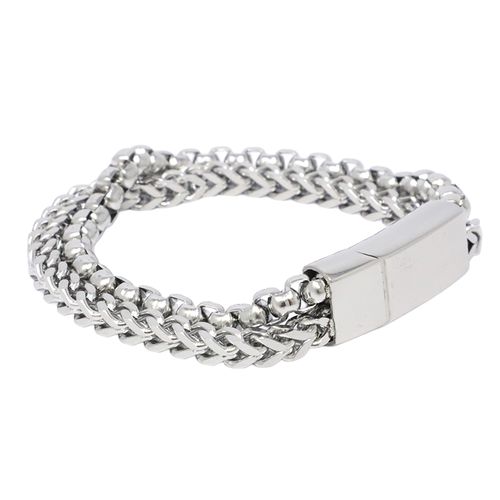 Pulsera plateada de acero inoxidable de cadena para hombre