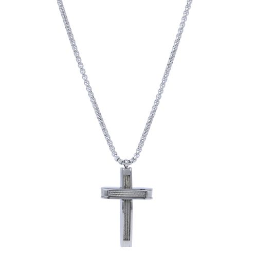 Cadena con dije de acero inoxidable y alambre incrustado para hombre