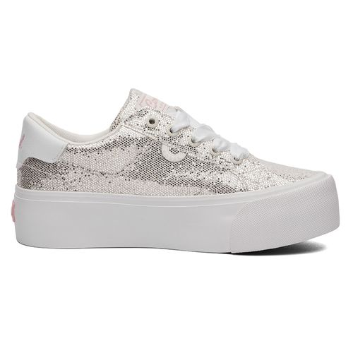 Zapato casual Coral Aiko 2 color plateado (glitter) para mujer