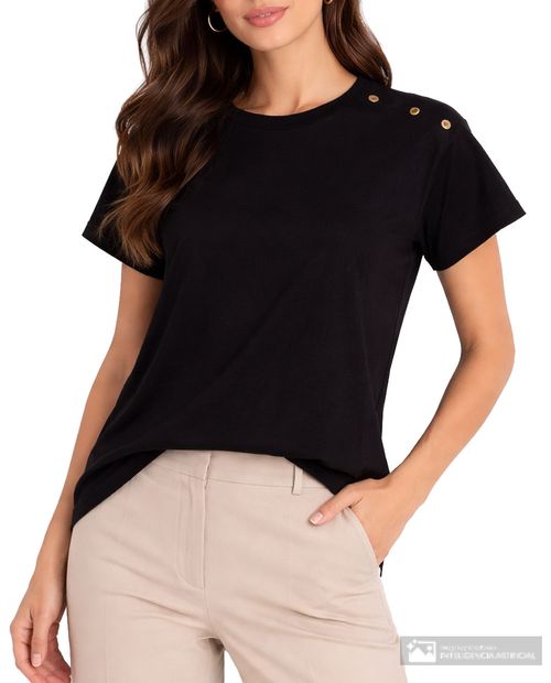 Camiseta Sabrina negra manga corta para mujer