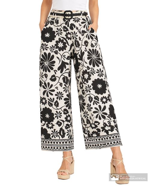 Pantalón Sabrina wide leg estampado de cintura alta para mujer