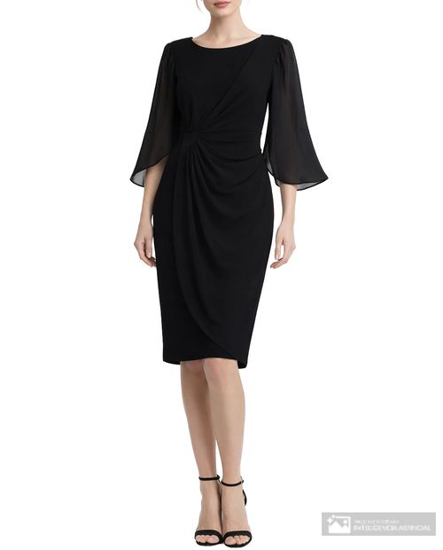 Vestido Connected Apparel formal negro manga 3/4 para mujer