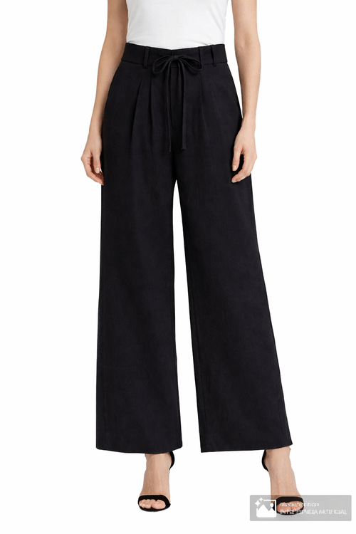 Pantalón Sabrina wide leg negro de cintura alta para mujer