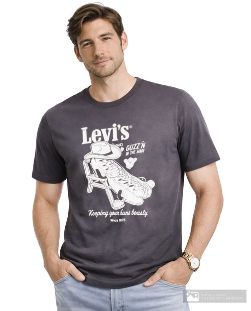 Camiseta casual Levi's regular fit gris estampada para hombre