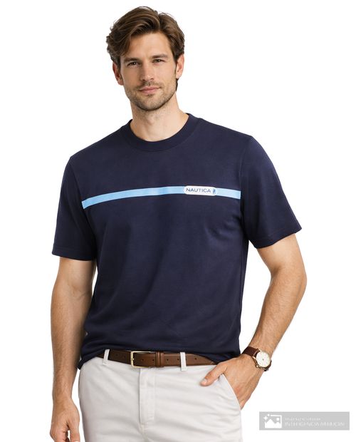 Camiseta casual Nautica regular fit bicolor estampada para hombre