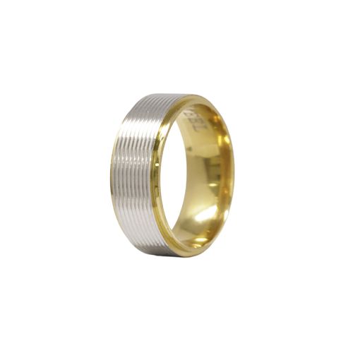 Anillo de banda de acero inoxidable y oro de 18 k para hombre