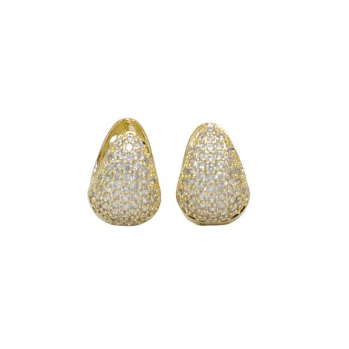 Aretes cortos de brass chapado en oro 18 k y diamantes simulados para mujer
