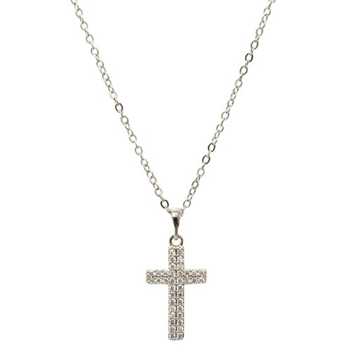 Collar con dije de brass chapado en oro blanco 18k para mujer