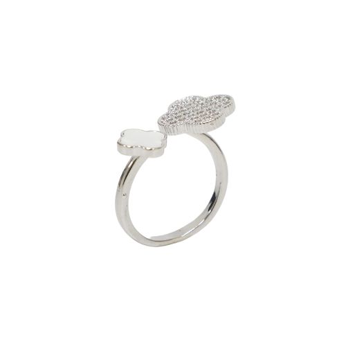 Anillo de brass chapado en oro blanco 18k para mujer