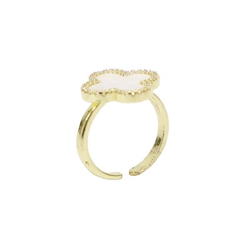 Anillo surtido de trébol de brass chapado en oro 18 k para mujer