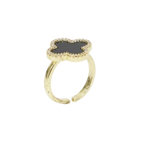 Anillo surtido de trébol de brass chapado en oro 18 k para mujer