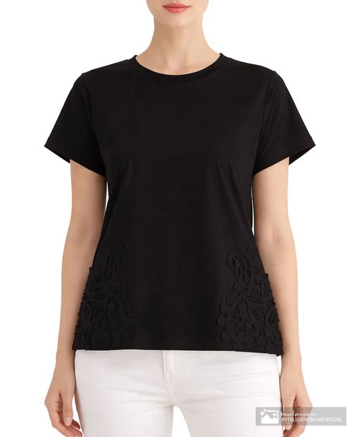 Camiseta Sabrina negra manga corta para mujer