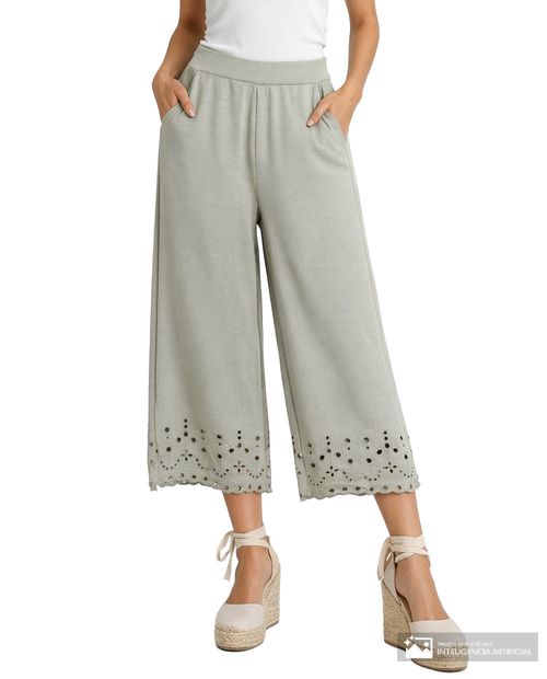 Pantalón Sabrina wide leg verde de cintura alta para mujer