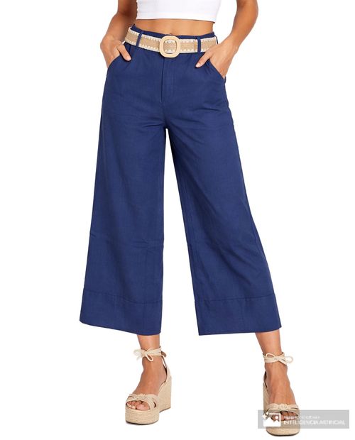 Pantalón Sabrina wide leg azul de cintura alta para mujer