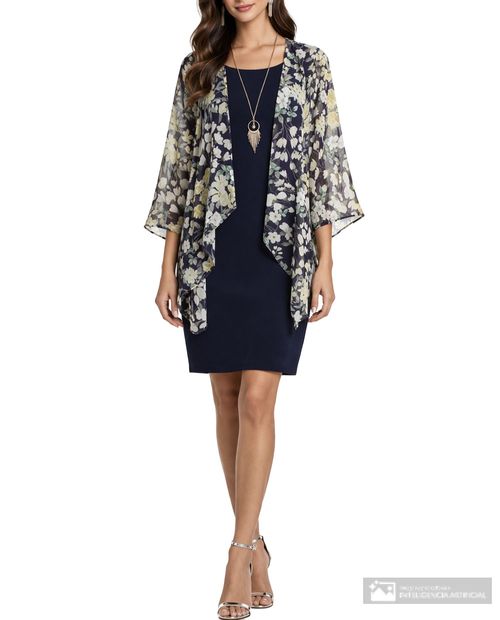 Vestido Sandra Darren formal manga 3/4 para mujer