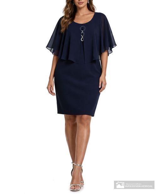 Vestido Connected Apparel formal azul manga 3/4 para mujer